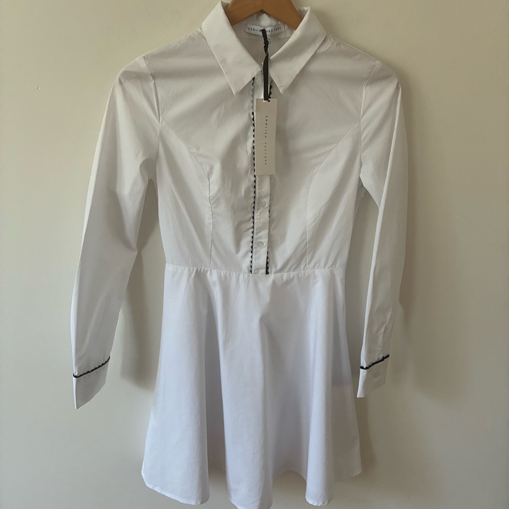 NWT English Factory Flared Shirt Dress w/ Rick Rack Trim Size S